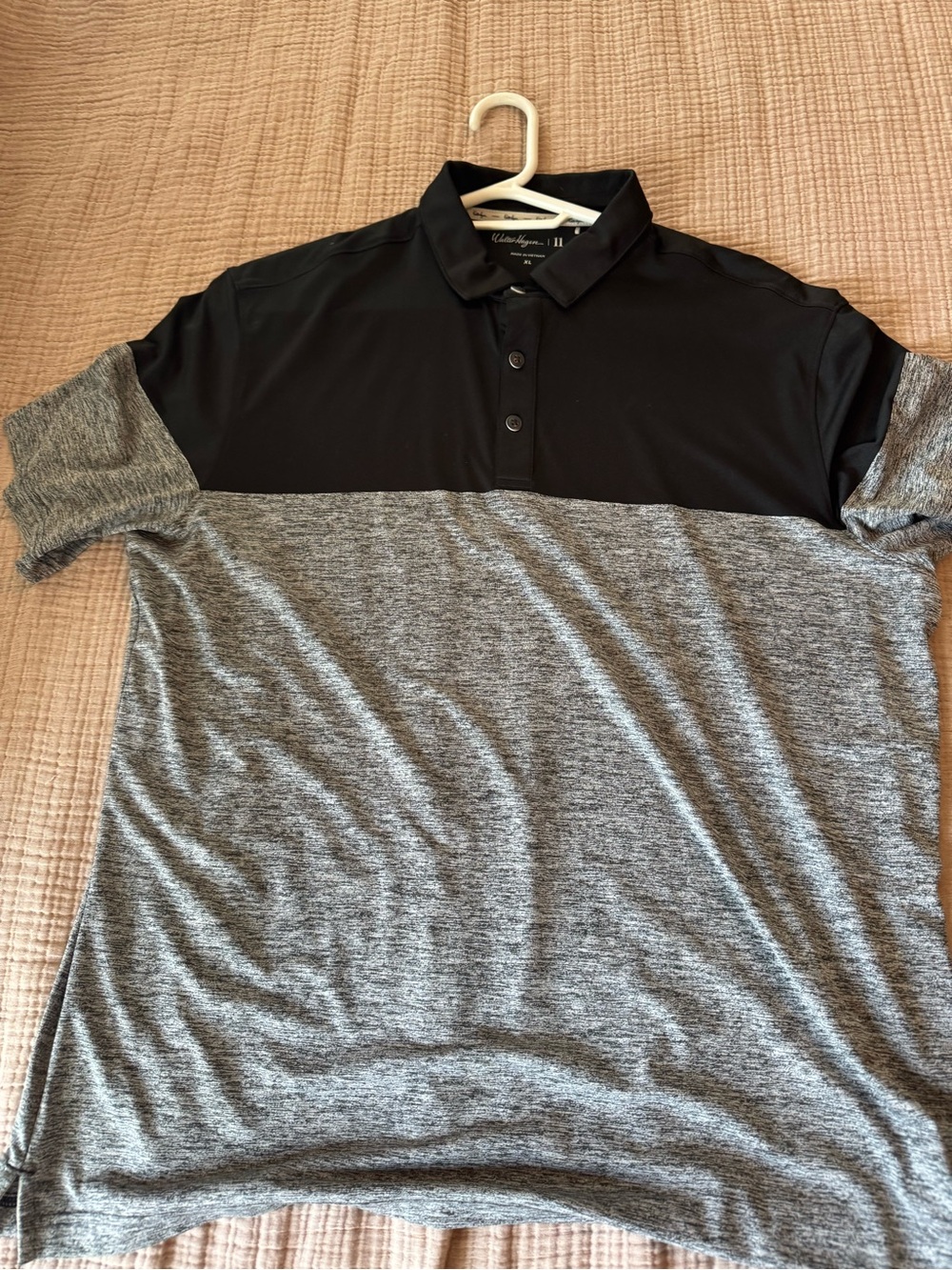 Walter Hagen Black and Gray Colorblock Polo